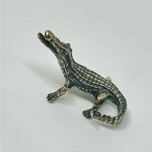 Brass-Colored Alligator Figurine